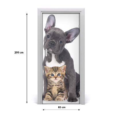 Self-adhesive door sticker Wall dog and cat