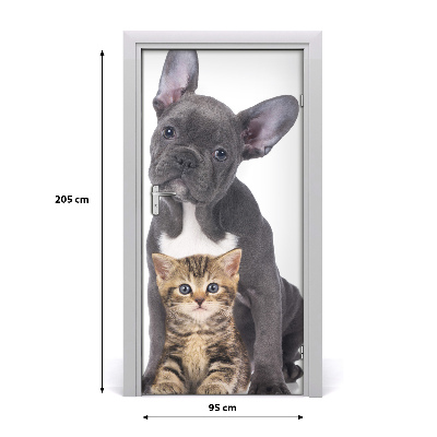 Self-adhesive door sticker Wall dog and cat