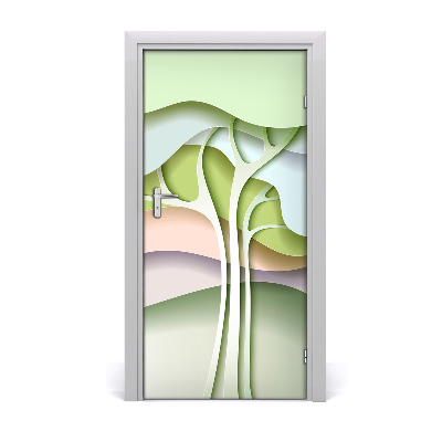 Self-adhesive door sticker Abstract tree