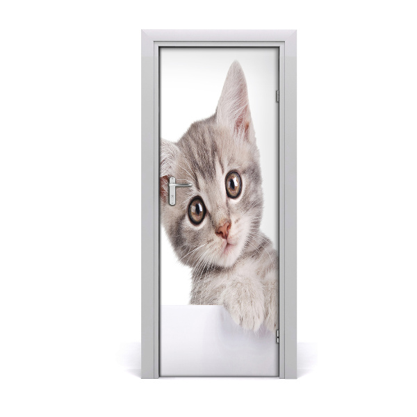 Self-adhesive door sticker Wall gray cat