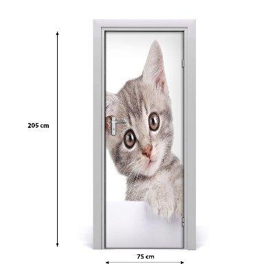 Self-adhesive door sticker Wall gray cat