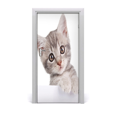 Self-adhesive door sticker Wall gray cat