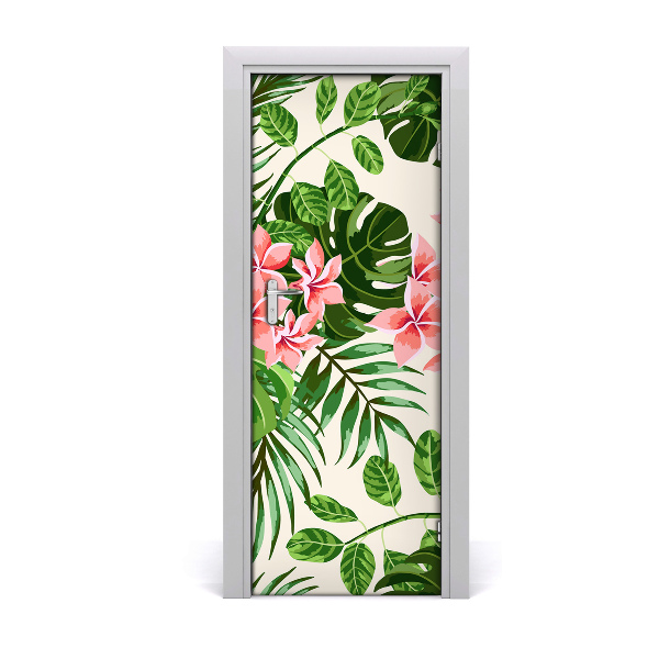 Self-adhesive door veneer Hawaiian flowers