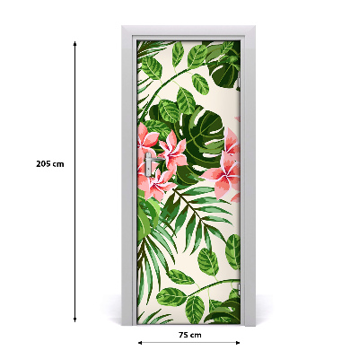 Self-adhesive door veneer Hawaiian flowers