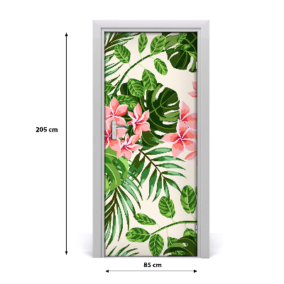 Self-adhesive door veneer Hawaiian flowers