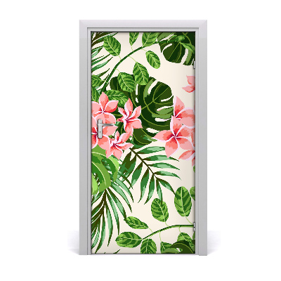 Self-adhesive door veneer Hawaiian flowers