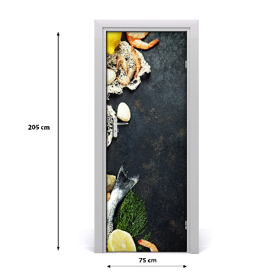 Self-adhesive door sticker Seafood