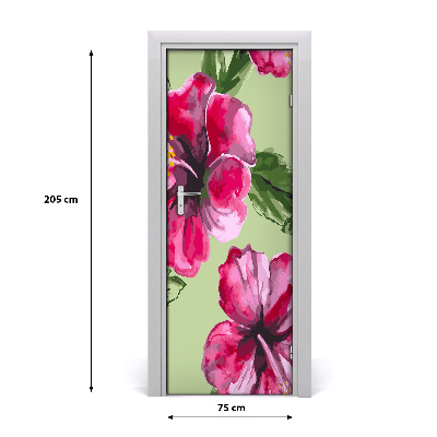 Self-adhesive door veneer Hawaiian flowers