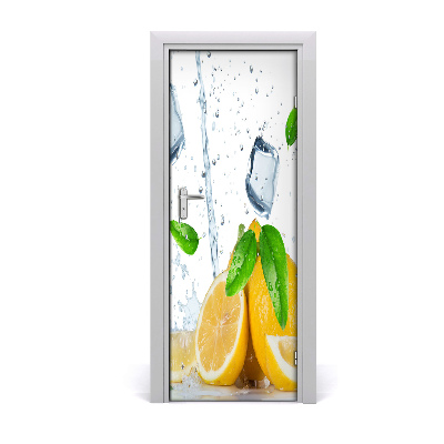 Self-adhesive door sticker Lemon and ice