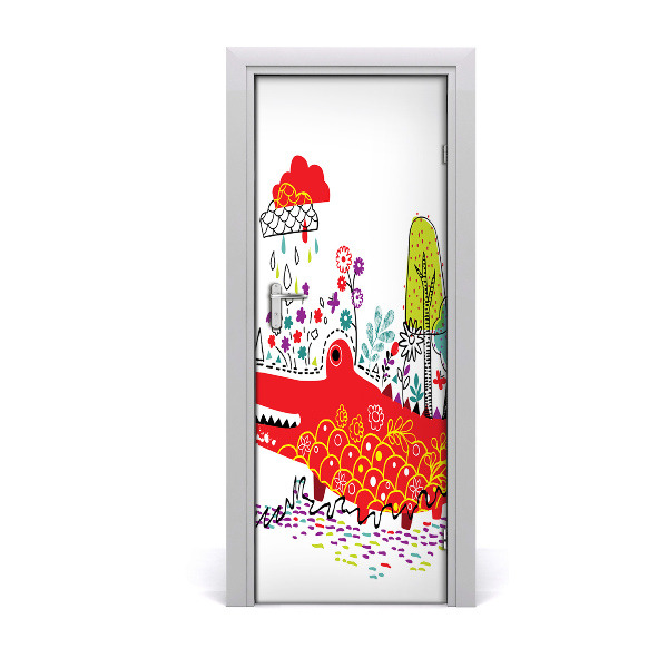 Self-adhesive door sticker Crocodile wall