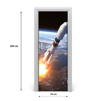 Self-adhesive door wallpaper Space rocket