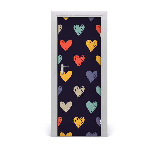 Self-adhesive door sticker Colorful hearts