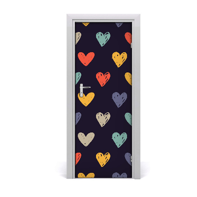 Self-adhesive door sticker Colorful hearts