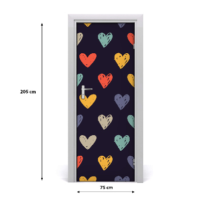 Self-adhesive door sticker Colorful hearts