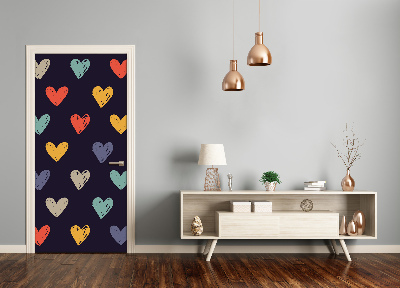 Self-adhesive door sticker Colorful hearts