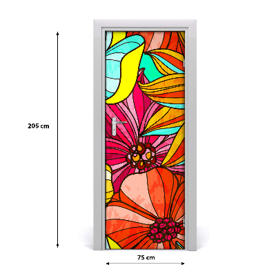 Self-adhesive door veneer Colorful flowers