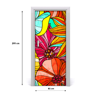 Self-adhesive door veneer Colorful flowers