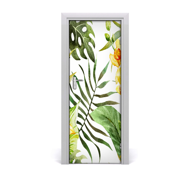 Self-adhesive door sticker Tropical flowers