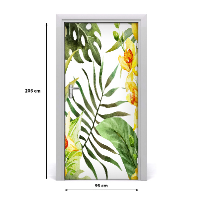 Self-adhesive door sticker Tropical flowers