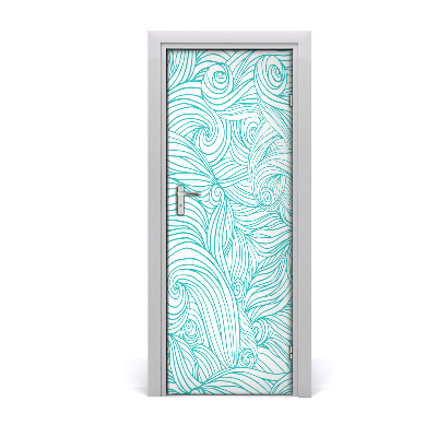 Door wallpaper Blue waves