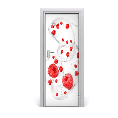 Self-adhesive door sticker Milk and raspberries