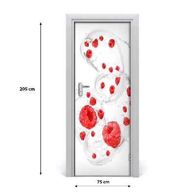 Self-adhesive door sticker Milk and raspberries