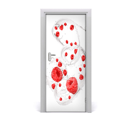 Self-adhesive door sticker Milk and raspberries