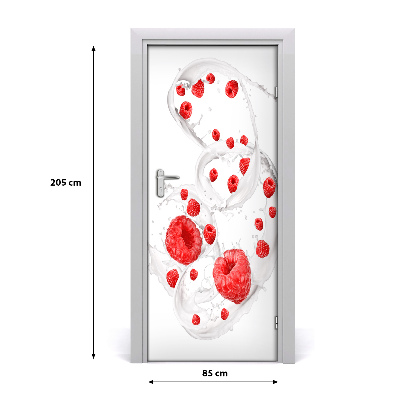 Self-adhesive door sticker Milk and raspberries