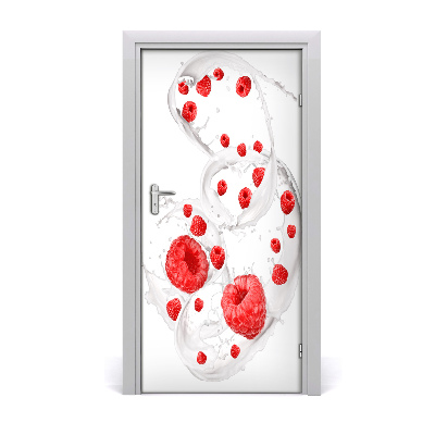 Self-adhesive door sticker Milk and raspberries