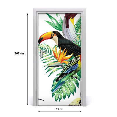 Self-adhesive door sticker Tropical birds