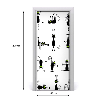 Self-adhesive door sticker Cats wall