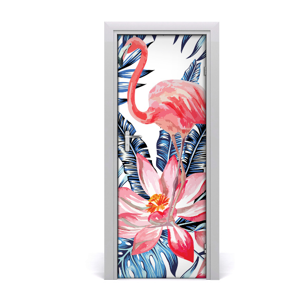 Self-adhesive door veneer Hawaiian flowers