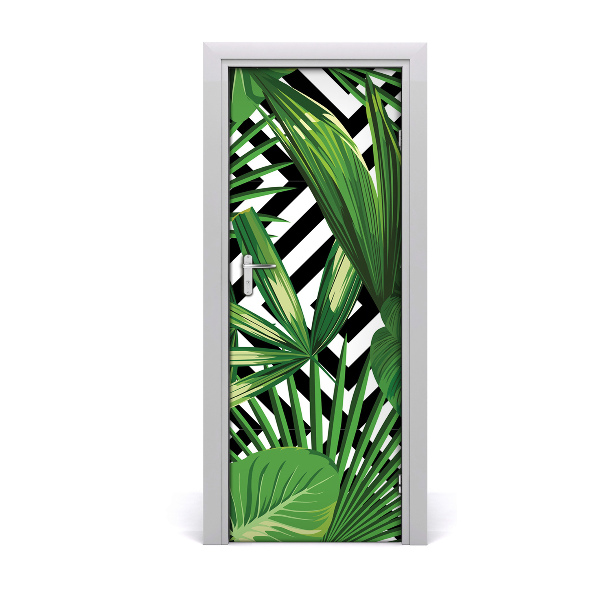 Self-adhesive door veneer Tropical leaves