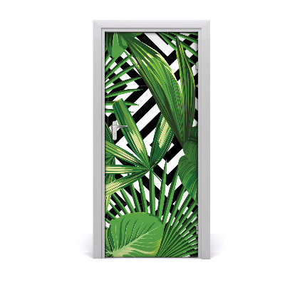 Self-adhesive door veneer Tropical leaves