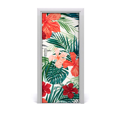 Self-adhesive door veneer Hawaiian flowers