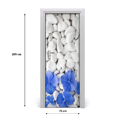 Self-adhesive door sticker Hydrangea stones