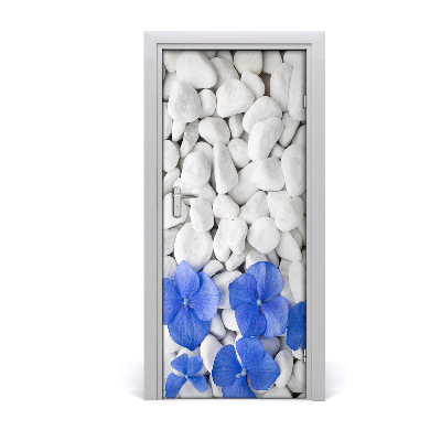 Self-adhesive door sticker Hydrangea stones