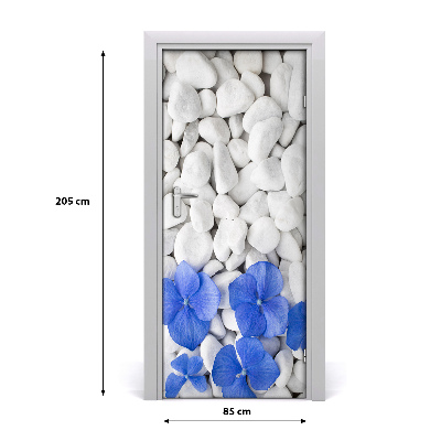 Self-adhesive door sticker Hydrangea stones