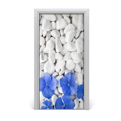 Self-adhesive door sticker Hydrangea stones