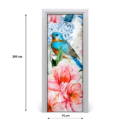 Self-adhesive door veneer Flowers and birds