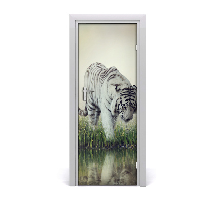 Self-adhesive door sticker White tiger