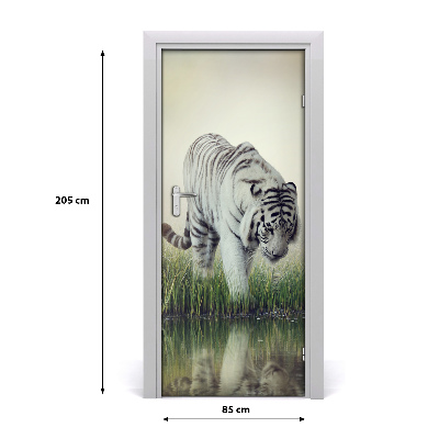 Self-adhesive door sticker White tiger