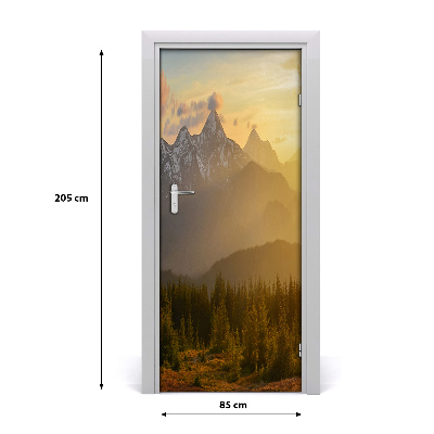 Door wallpaper Sunset mountains