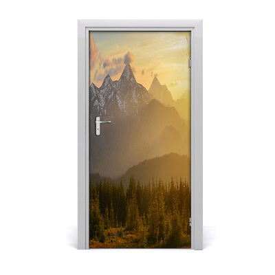 Door wallpaper Sunset mountains