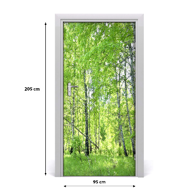 Door wallpaper Birch forest