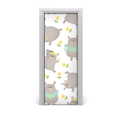 Self-adhesive door sticker The wall of bear