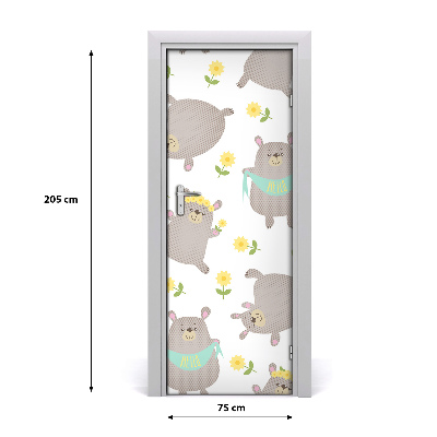 Self-adhesive door sticker The wall of bear