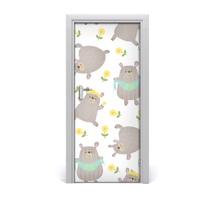 Self-adhesive door sticker The wall of bear