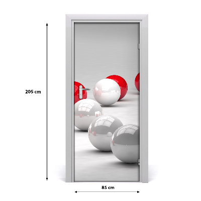 Self-adhesive door sticker Red and white balls