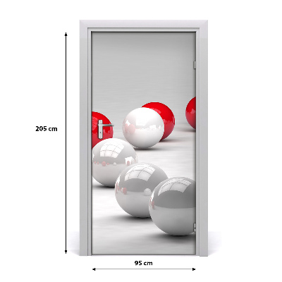 Self-adhesive door sticker Red and white balls